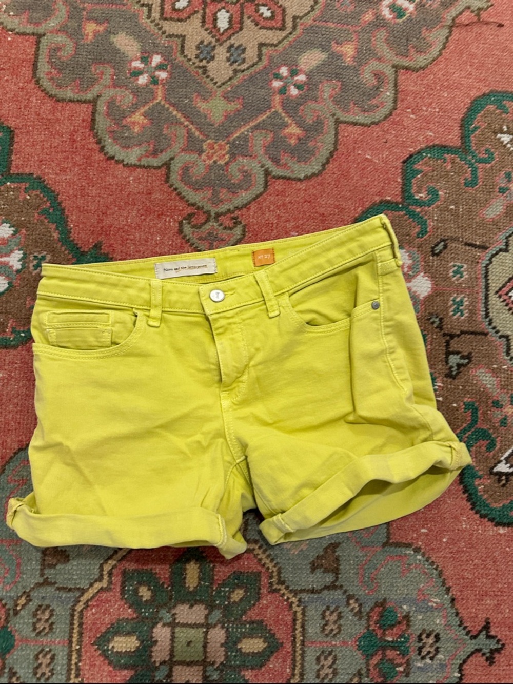 Pilcro Lemon Yellow Rolled-Hem Jean Shorts